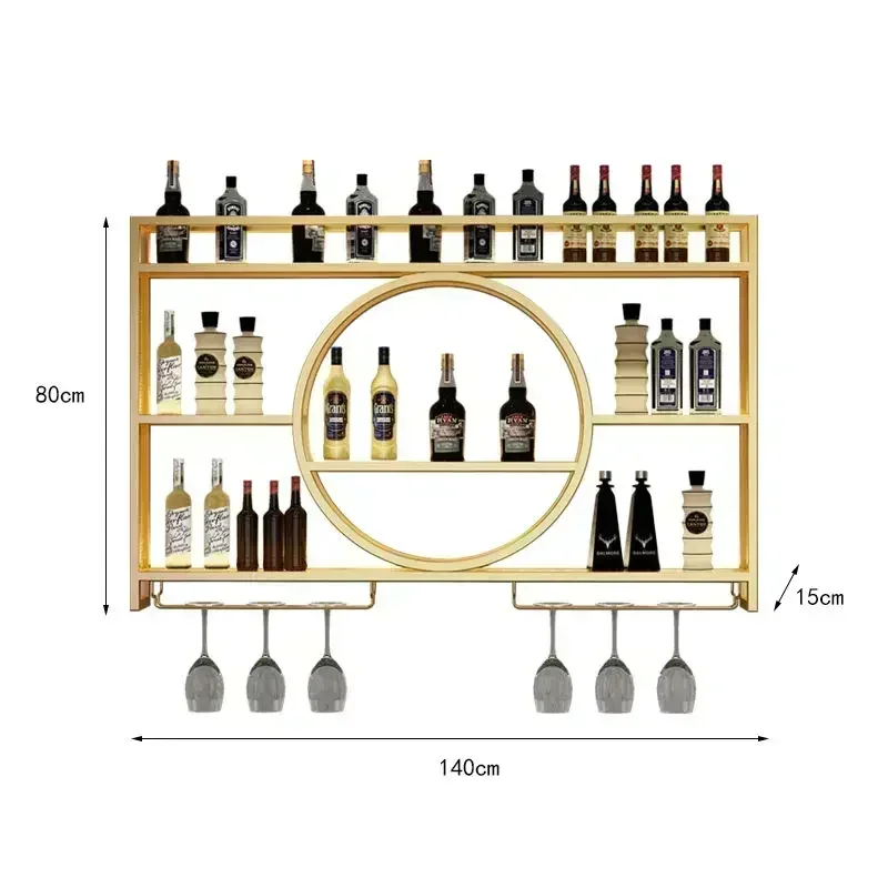 Iron Bar Counter,Wine Rack,Wall Mounted Wine Cabinet, Wall Mounted Bar, Red Wine Restaurant, Wall Mounted Bottle Display Cabinet