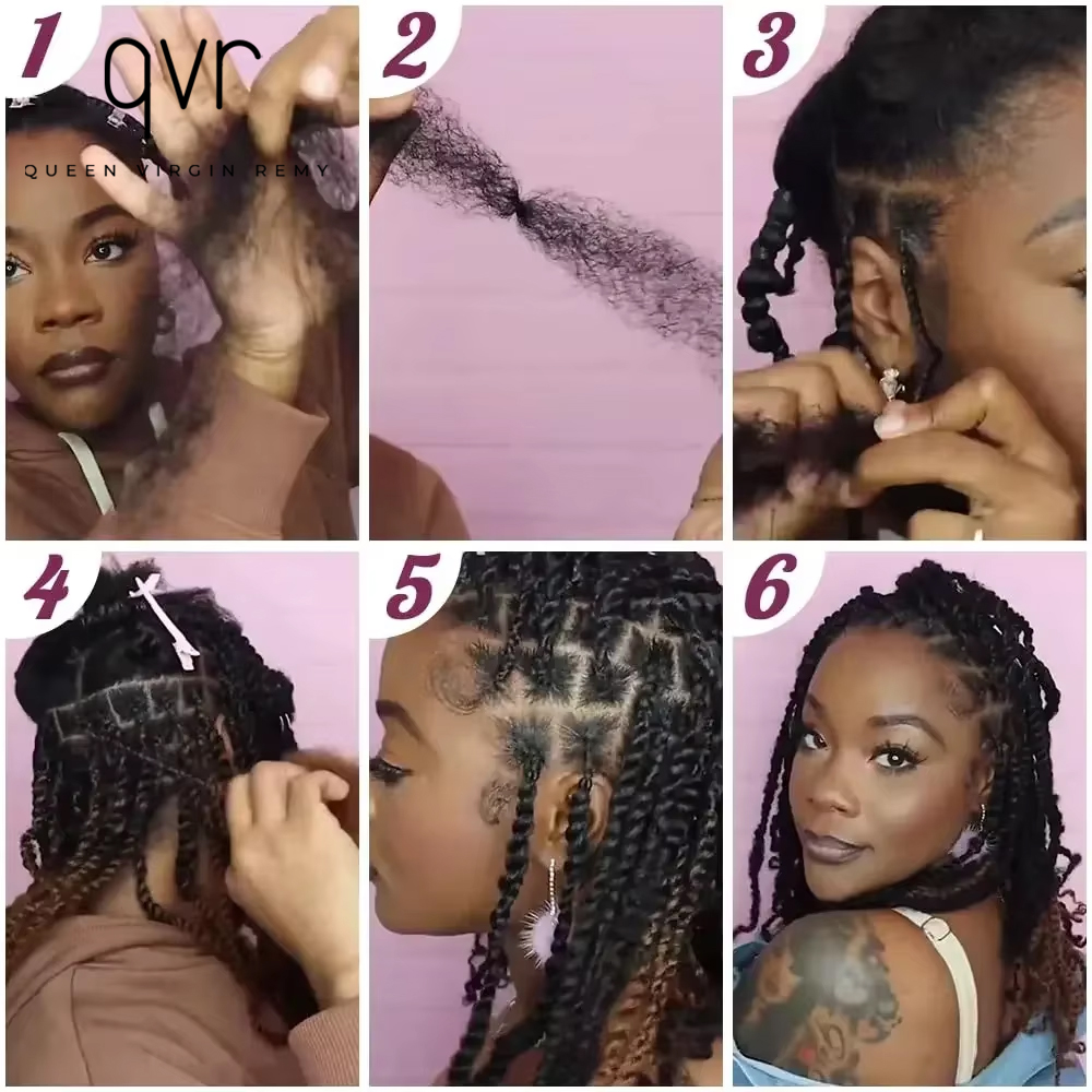QVR Afro Kinky Bulk Echthaar 1 Stück zum Flechten Dreadlock 50 g Haarverlängerungen natürliche Farbe QVR brasilianisches Echthaar