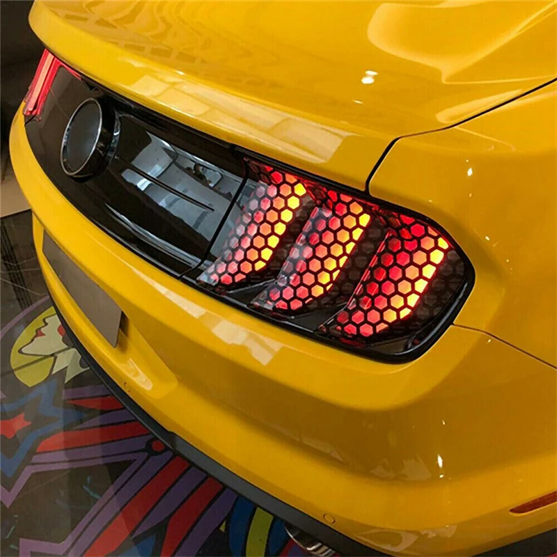 車のハニカムステッカー車のスタイリッシュなテールライト DIY 中空プロテクターデカール自動リアランプ装飾ラップフィルムステッカー 48*30 センチメートル