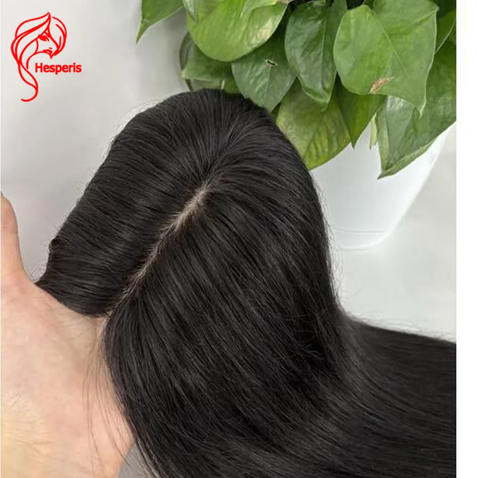 Hesperis12 * 13ซม. เส้นผมมนุษย์จากผ้าไหมแท้สำหรับผู้หญิงผมบางสีดำธรรมชาติและสีน้ำตาลกลางชิ้นผม