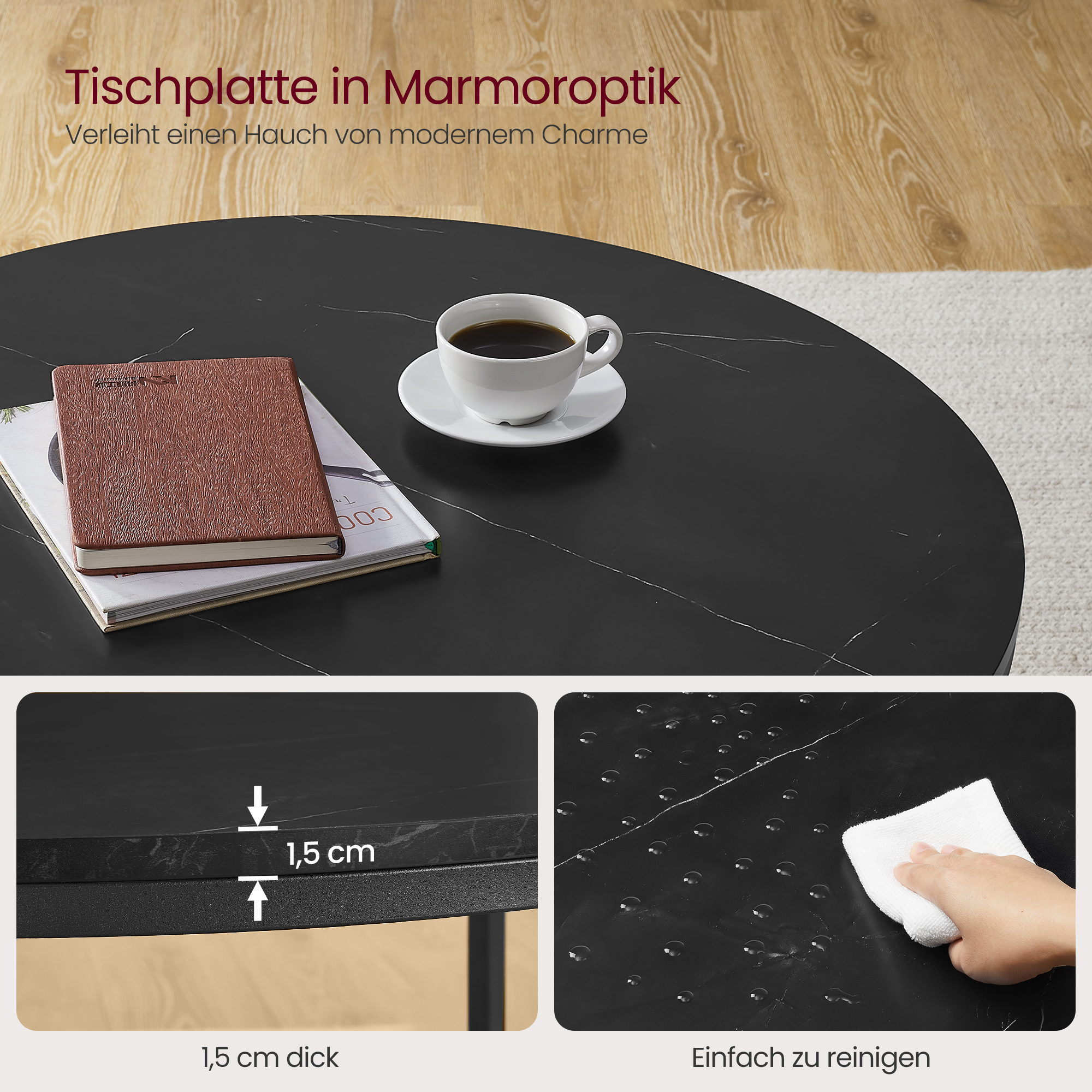 VASAGLE Couchtisch, Wohnzimmertisch, Sofatisch, für Wohnzimmer, mit Glasplatte