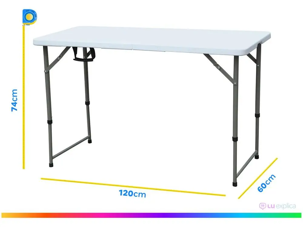 Mesa Dobrável Multiuso 1,20m Otello DOB-BR1