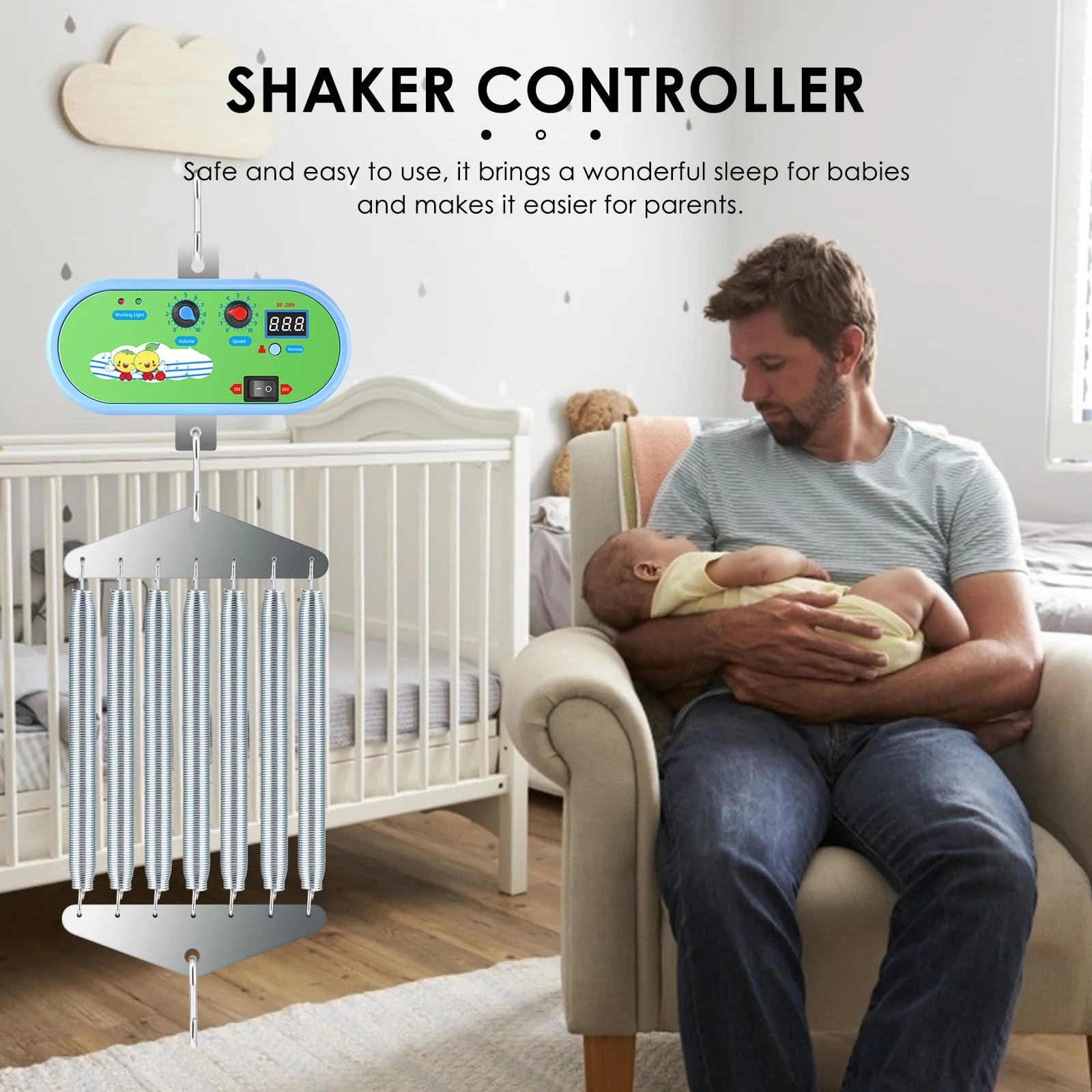 ทารกแรกเกิด Cradle Controller เยอรมนีอะแดปเตอร์ภายนอก Power Auto Rock Play Vibrating Sleeper Baby Swing เปลี่ยนมอเตอร์