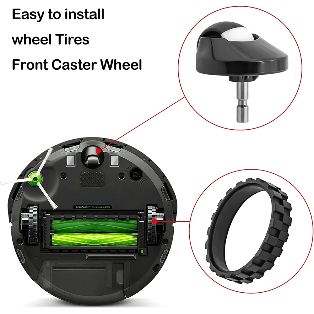 Opony przedniego kołaCzęści skórzane do IRobot Roomba I7 E5 E6 500 600 700 800 900 Seria Antypoślizgowe części do czyszczenia iRobot Roomba