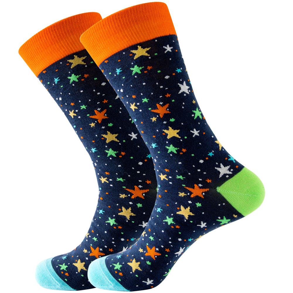 1 par de nuevos calcetines felices para hombre, novedad para mujer, calcetín de dibujos animados de algodón peinado, divertidos calcetines largos gruesos de talla grande para hombre, Hip Hop