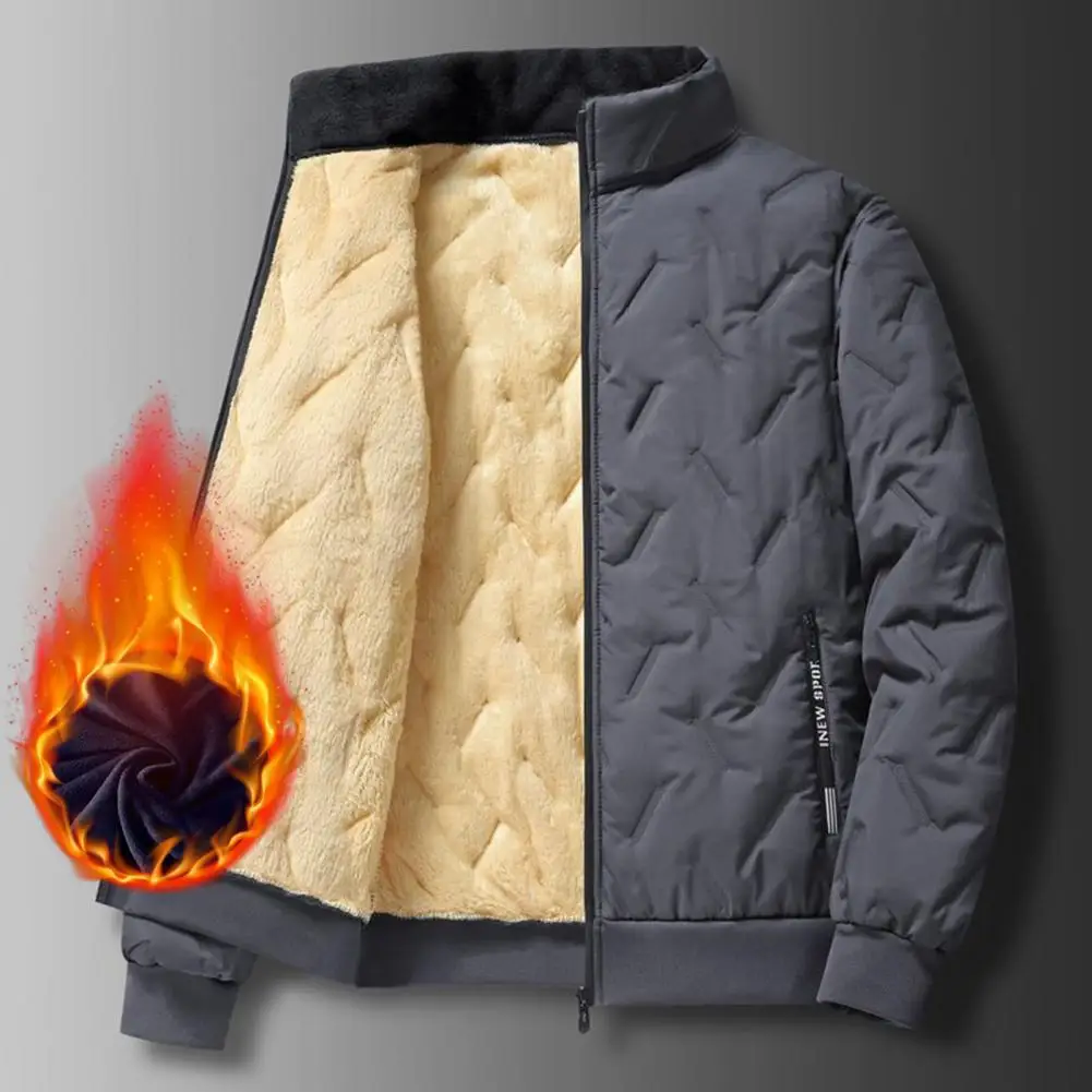 Abrigo de algodón de invierno para hombre, abrigo de algodón de lana de cordero recortado grueso, chaqueta acolchada de algodón cálida informal de negocios a prueba de viento