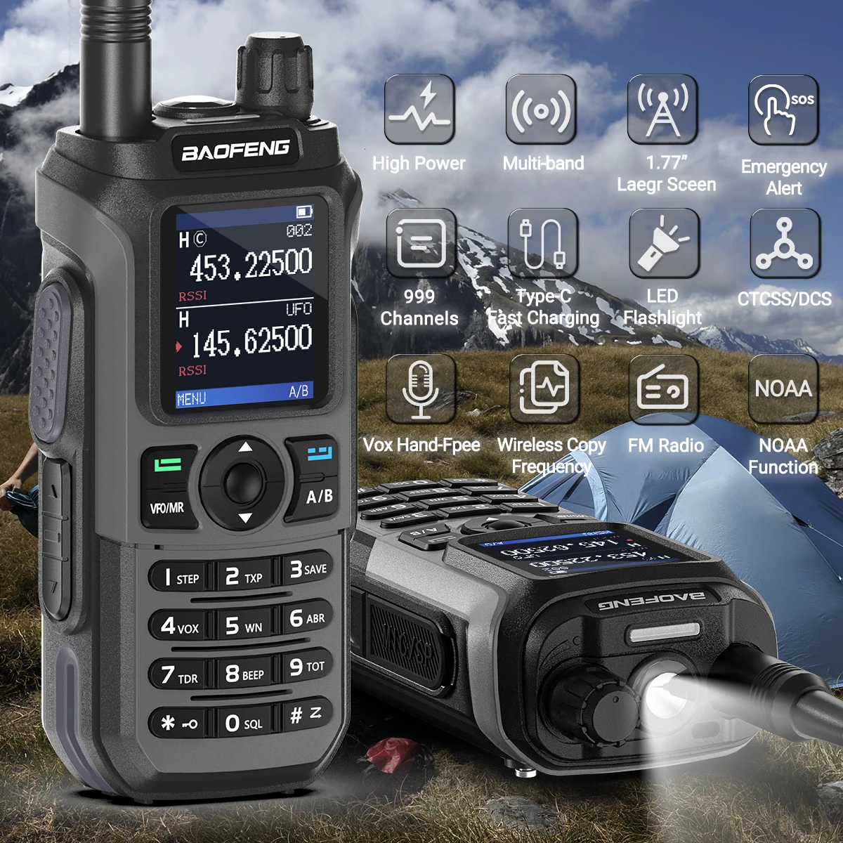 Baofeng UV-21 Pro V2 Walkie Talkie Multi-band Wireless Kopierfrequenz Wasserdicht Long Range Typ-C Zwei Weg Radio für Camping