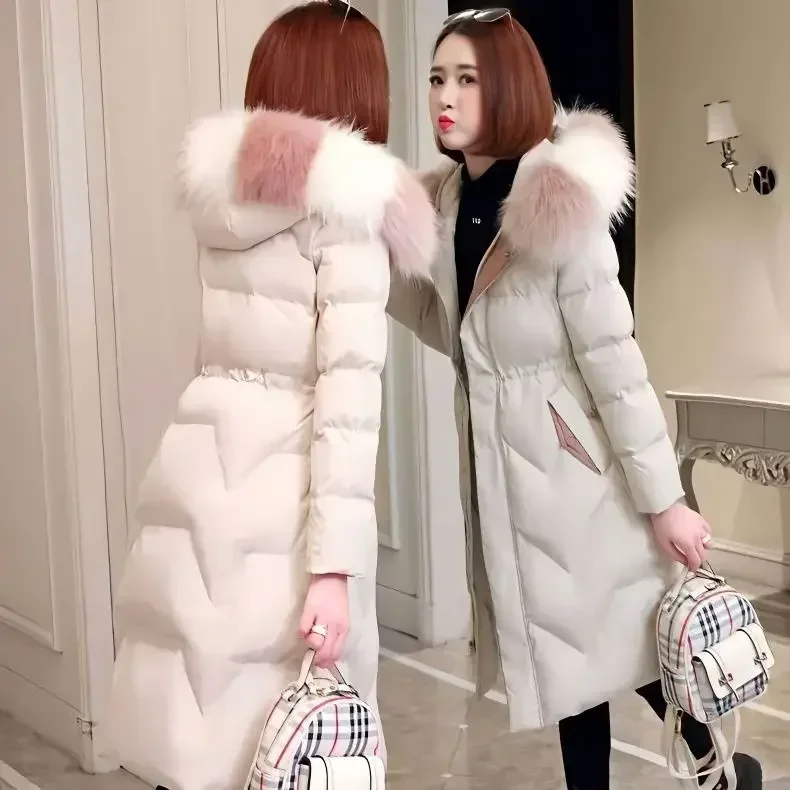 Abrigos de plumas para mujer, chaqueta de plumón coreana para mujer, Chaqueta larga de algodón grueso, abrigos de plumón para mujer, chaqueta acolchada de invierno, 2023
