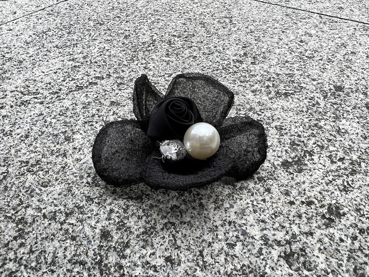 Buatan tangan hitam dan putih aprikot Organza dengan mutiara renda bunga DIY pakaian dekorasi sepatu dan topi dekorasi