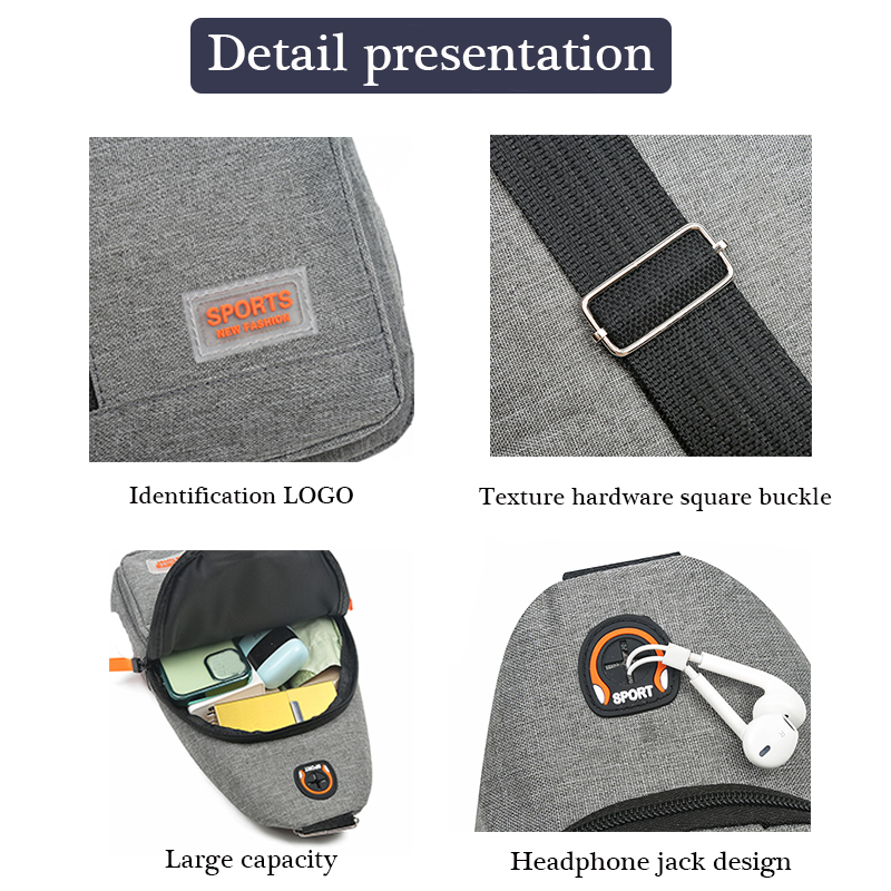 Bolsa de peito de grande capacidade com vários bolsos, elegante e versátil, pode ser usada diagonal ou em um ombro