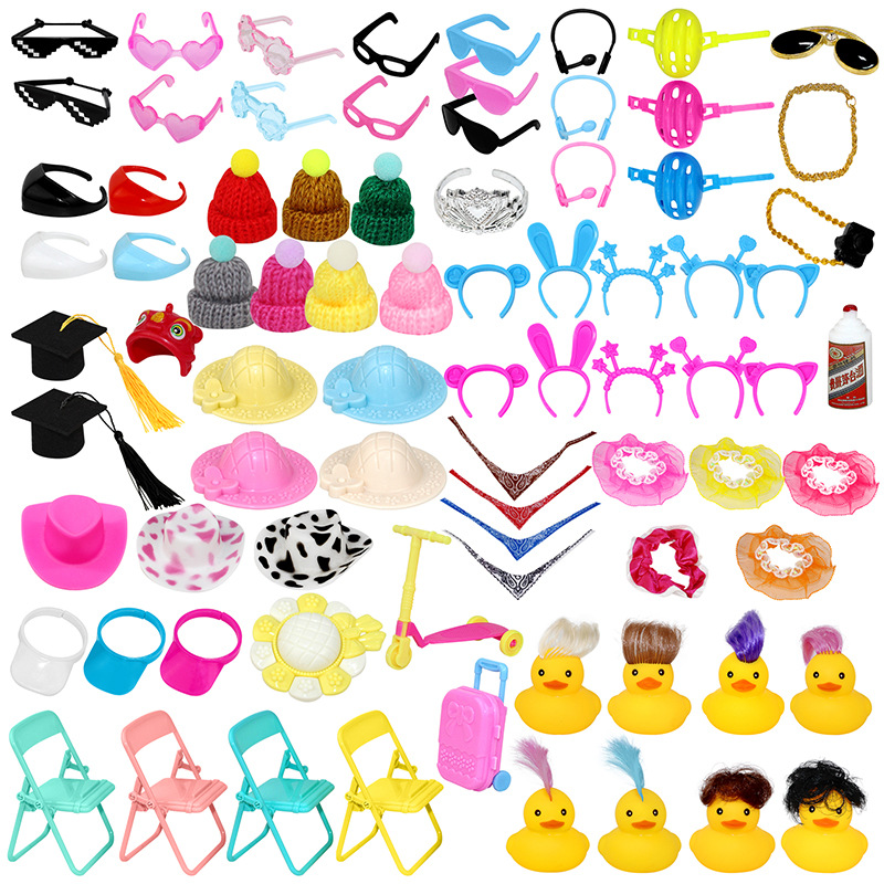 Accesorios de pato de goma para decoración de salpicadero de coche, Mini gafas de sol, tubo de natación, sombrero, collar, bufanda, auriculares