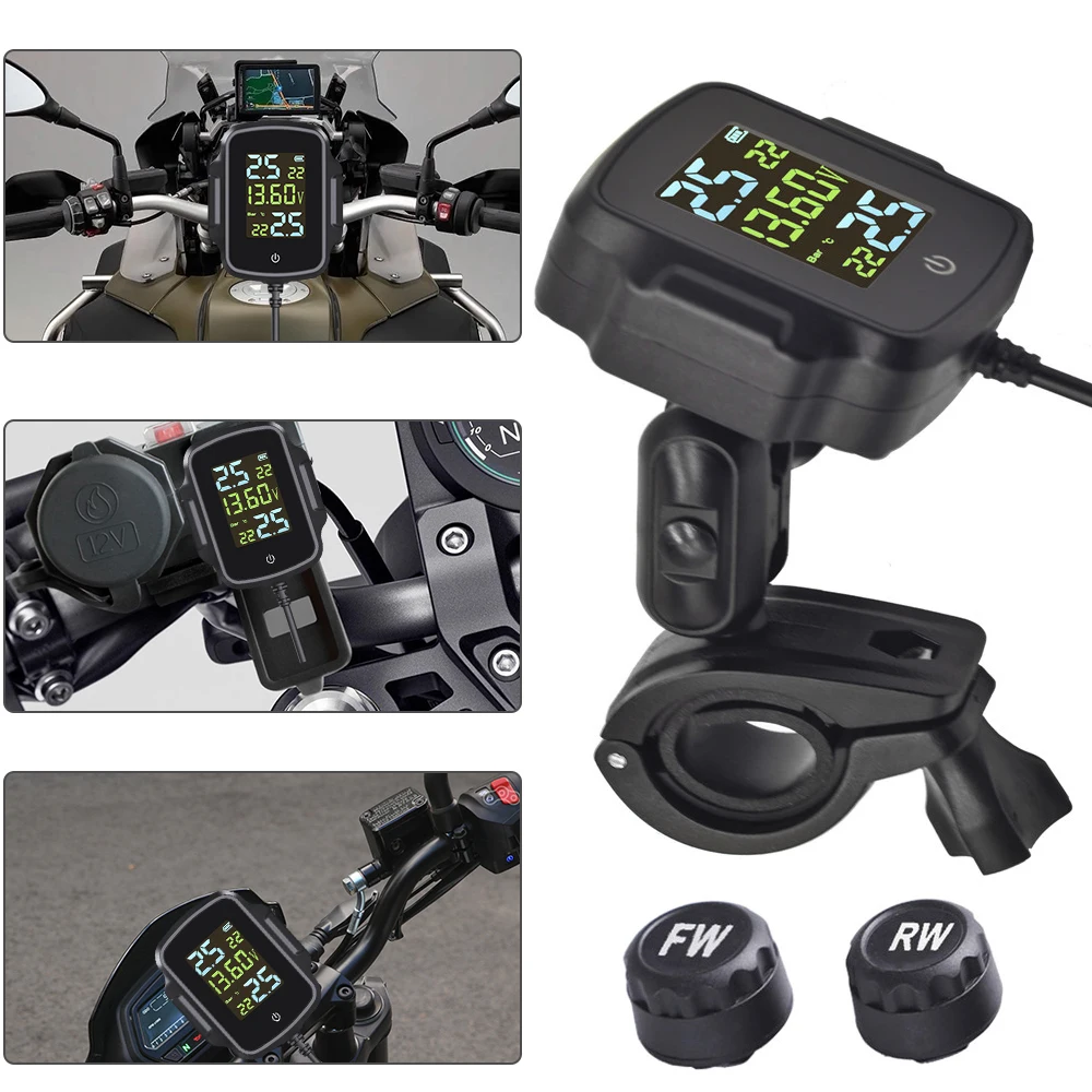 オートバイ TPMS QC 3.0 急速充電 USB 出力バイクタイヤ空気圧監視システムタイヤ温度警報システム