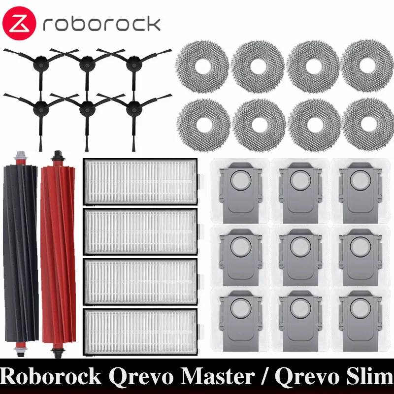 Roborock Qrevo Master / Qrevo Slim Robot Vacuums Cleaner Accessory Main Side Brush Hepa Filter Mop Cloths Dust Bag Spare Part