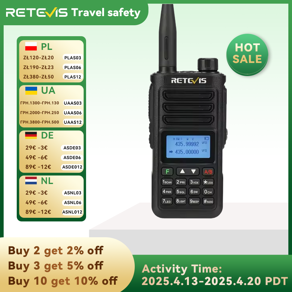 Retevis RA89 10W Walkie Talkie Long Range Communication Radio Walkie-talkie Ham Two-way Radio Communicator FM VHF UHF Waterproof