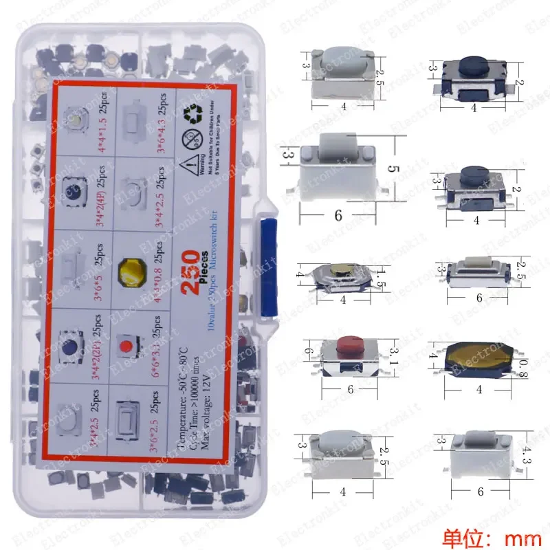 Micro Switch assorted push button tact switches reset leaf switch car remote control keys button microswitch