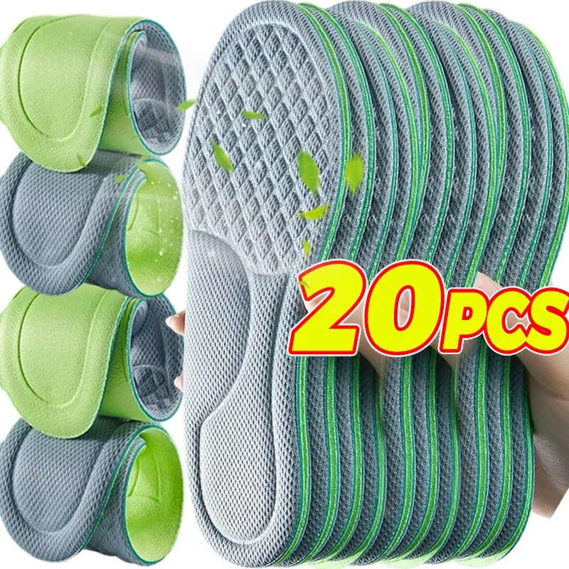 Plantillas ortopédicas de espuma viscoelástica Unisex, plantilla desodorizante para zapatos deportivos, absorbe el sudor, accesorios antibacterianos suaves, 2/20 piezas