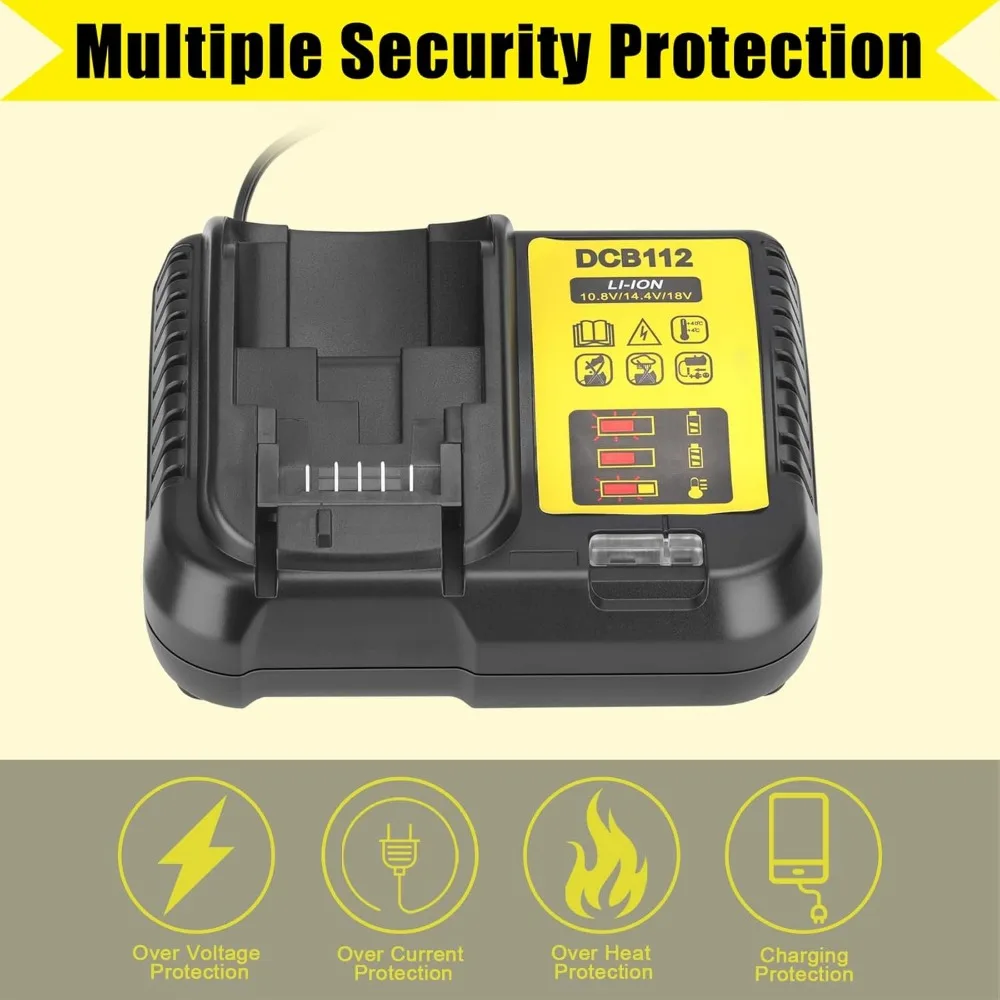 DCB112 แบตเตอรี่ Li-Ion สําหรับ DeWalt 10.8V 12V 14.4V 18V 20V DCB200 DCB101 DCB115 DCB107 DCB105 DCB140 DCB118 DCB102 DCB104