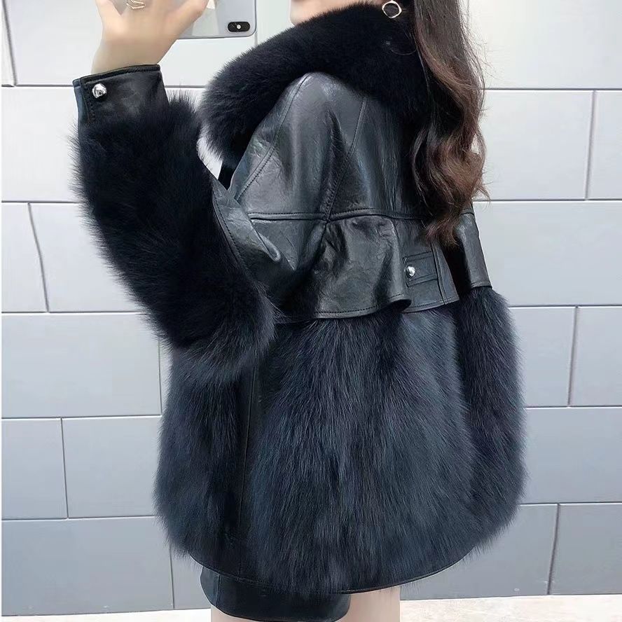 Jaqueta acolchoada de pele de raposa de couro PU feminina, Parkas longas e grossas femininas, casaco de inverno, moda coreana, novo, A1234