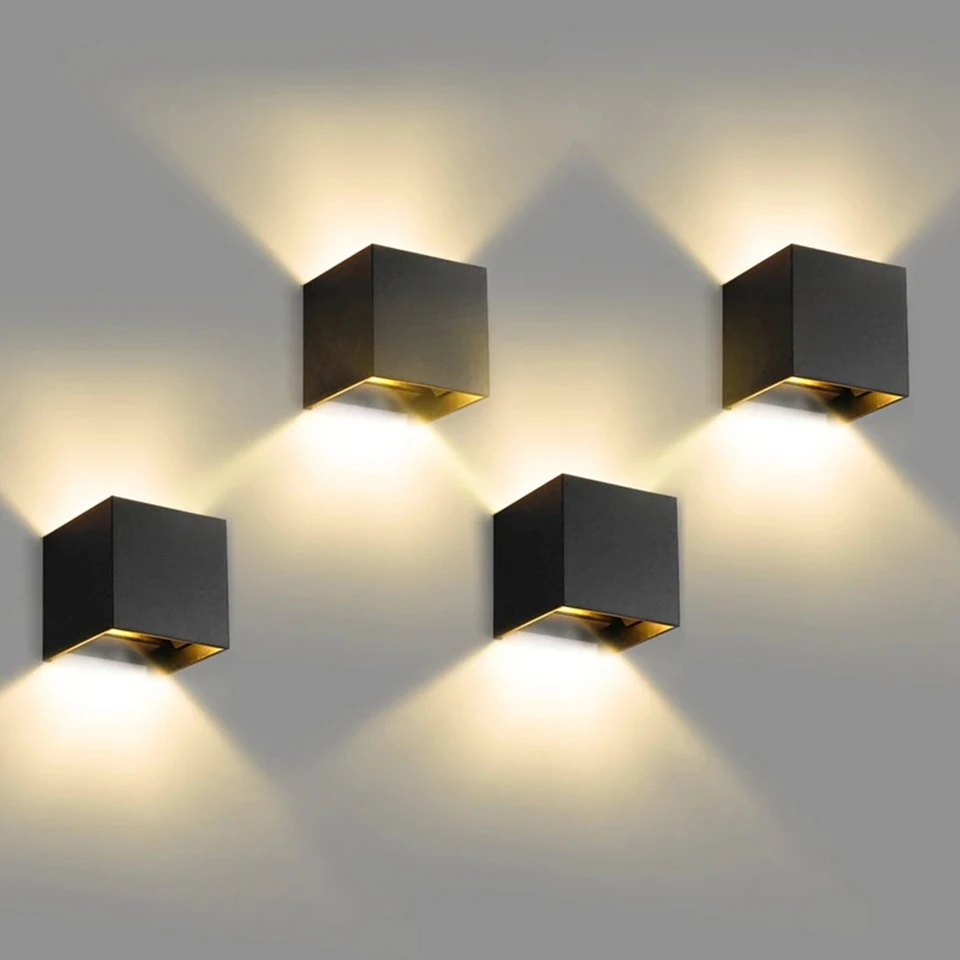 Lampada da parete moderna a LED AC110V 220V 6W Bianco freddo/Bianco caldo Cubo montato in superficie regolabile Led Portico da giardino Luce per interni ed esterni
