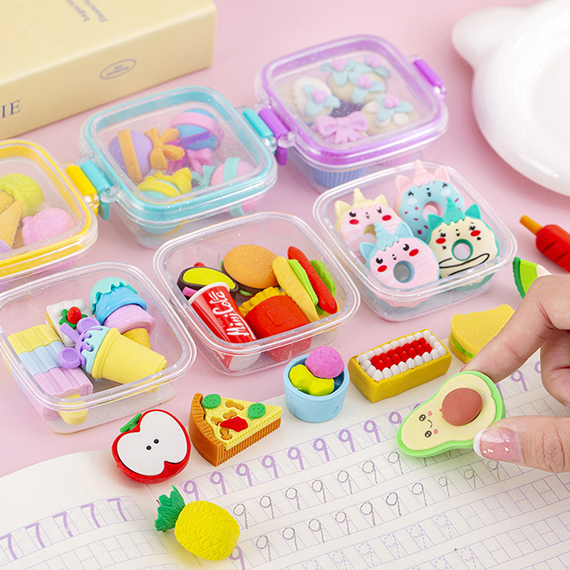 ランダム 1pc 弁当箱消しゴムセット素敵な消しゴムソフト鉛筆消しゴム学生文具用品絶妙な賞品ギフト