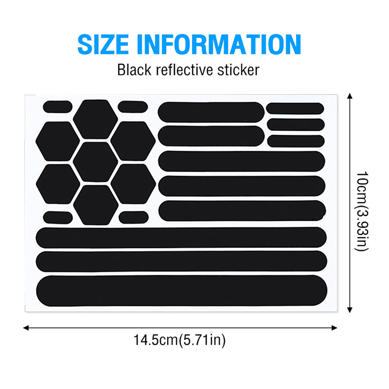 1 hoja de pegatinas reflectantes negras para casco de motocicleta, cinta reflectante autoadhesiva para bicicleta, Scooter, accesorios para casco de ciclismo