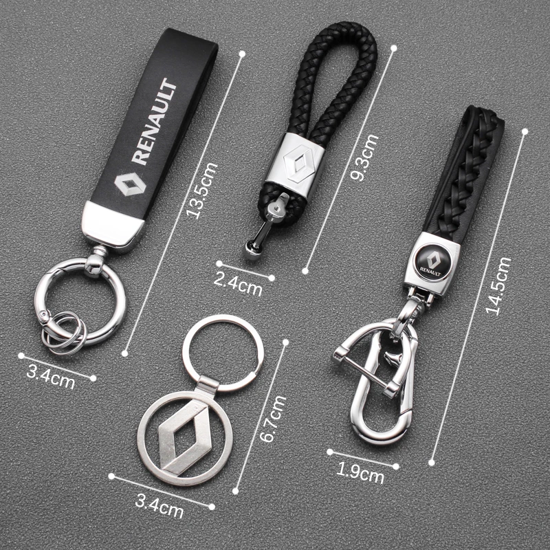 3D Metal Leather Car Logo Key Chain Car Styling Keyring Keychain For Renault Megane 2 3 Koleos Duster Clio 4 Logan Captur Kadjar