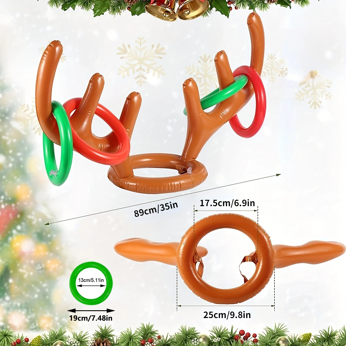 Inflatable Reindeer Antler แหวน Toss เกมสําหรับคริสต์มาสเด็กผู้ใหญ่ครอบครัวปาร์ตี้โปรดปรานกลางแจ้งในร่มแหวน Toss Xmas เกมของเล่น