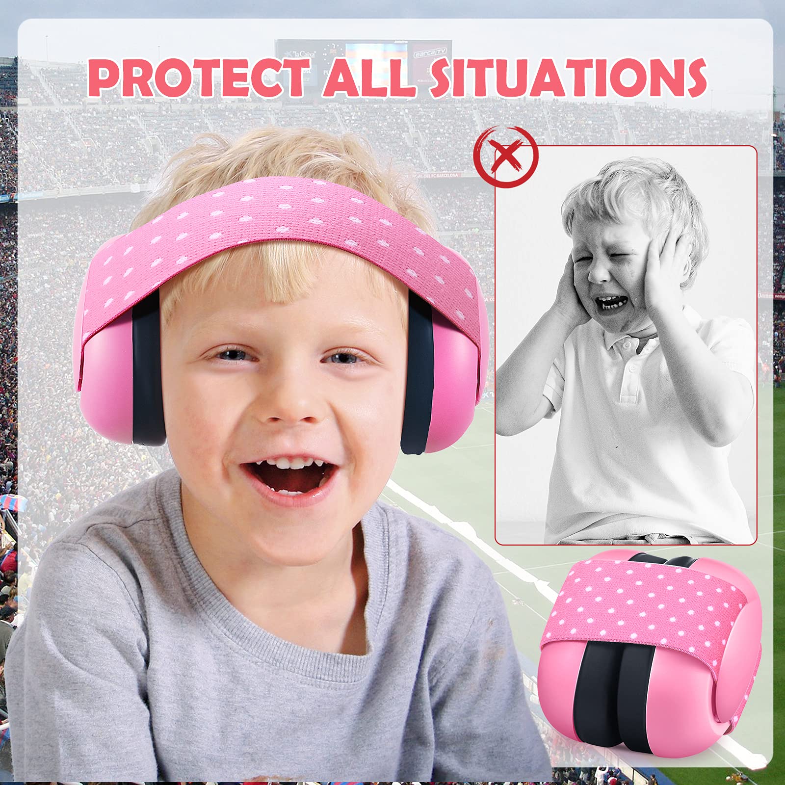 Auriculares con cancelación de ruido para bebé, orejeras con protección para los oídos para bebés con diadema elástica, accesorios de viaje para avión para bebé