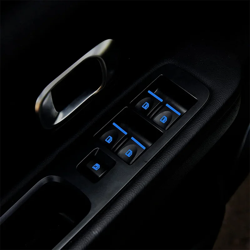 18 pçs/set carro luminoso porta janela elevador botão adesivos painel de controle das janelas do carro decalques interior do carro adesivo acessórios automóveis
