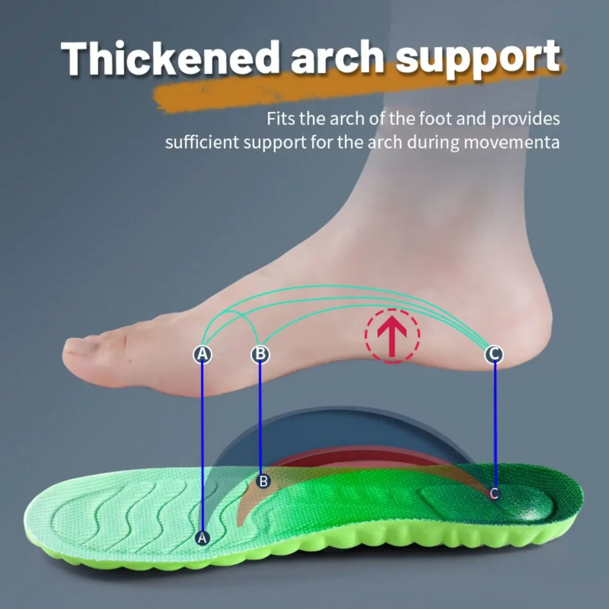 1 paio di solette sportive PU ad alta elasticità resistenti agli urti antibatterici anti-odore solette traspiranti comode per il cuscino delle scarpe