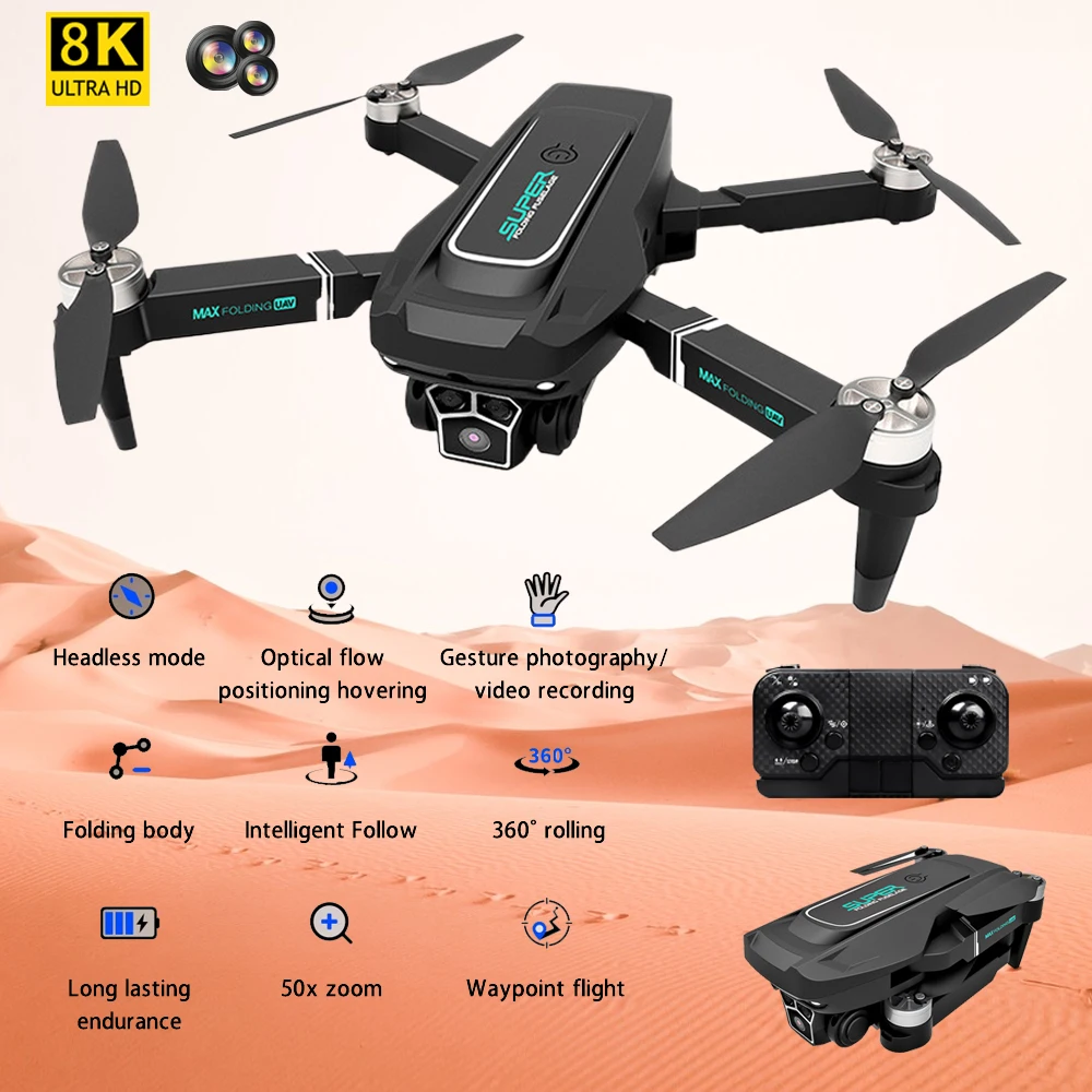 Z16 Professionelle Drohne 8K HD Drei Kameras mit GPS-Satellitenpositionierung/Intelligente Rückgabe und optischem Fluss Hover-Spielzeuggeschenke