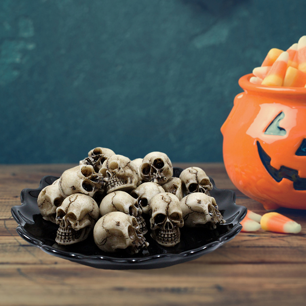 Têtes de Crâne Miniatures à Collectionner pour Halloween, 20 Pièces, Sculptures Décoratives, Paysage Créatif, Jardin, Plante en Pot