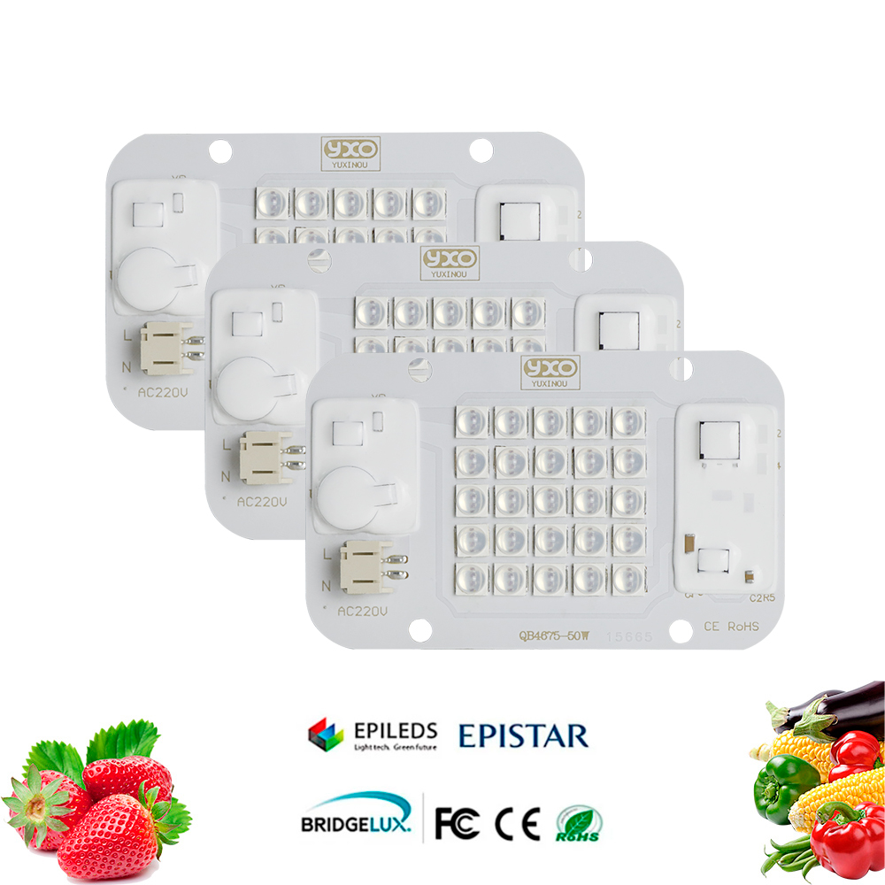 YXO hidropónico AC 220V 20w 30w 50w Dob Cob LED Chip de luz de cultivo espectro completo 380nm-780nm para plantas de interior plántulas cultivo de flores