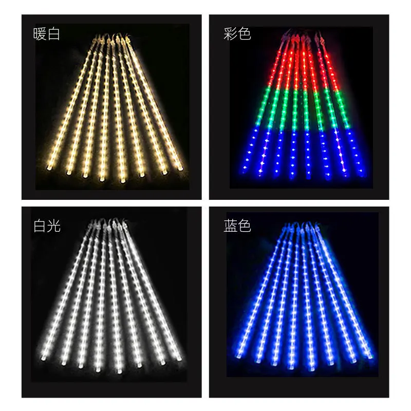 1pc 30cm led chuva de meteoros luzes de chuva à prova dwaterproof água caindo gota de chuva luz da corda de fadas para festa de natal decoração do pátio