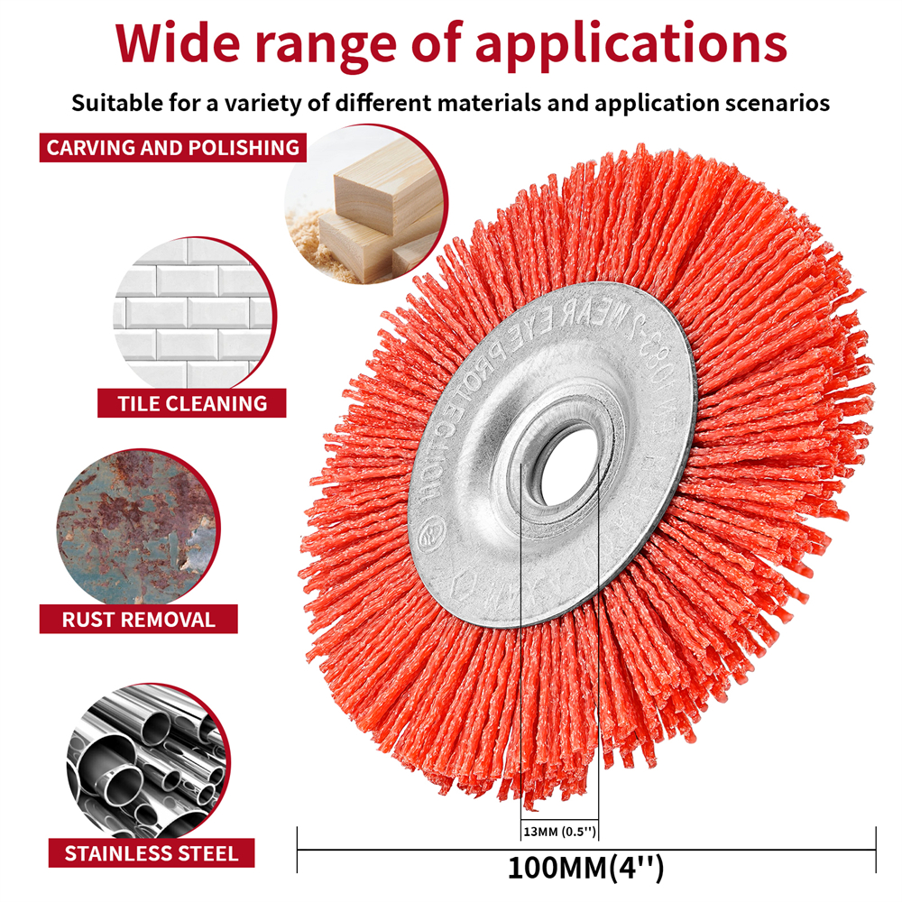 100mm Nylon Rad Pinsel Schleif Draht Schleifen Polieren Pinsel Bench Grinder Für Holz Möbel Metall