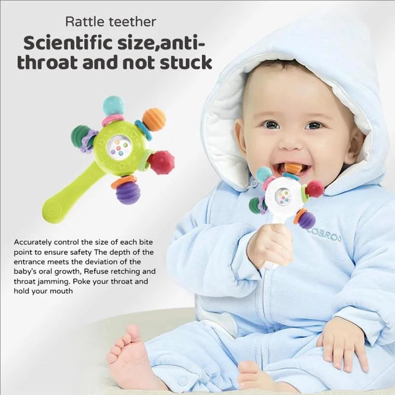 ベビーシリコーンおしゃぶり開発おもちゃ 0 6 12 ヶ月感覚ガラガラ歯が生える幼児ハンドグリップおもちゃ教育ゲーム