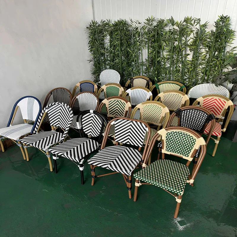 Hotel francês café jantar cadeira de videira móveis comerciais bistrô restaurante ao ar livre cadeira rattan varanda pátio única cadeira