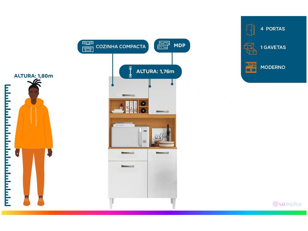 Cozinha Compacta Aramóveis Malva 4 Portas 1 Gaveta