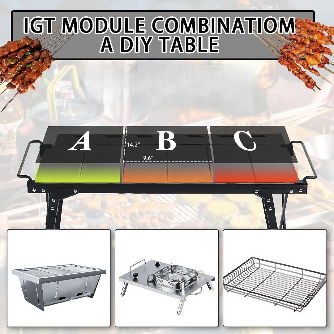 Mesa de camping plegable y extensible Mesa de barbacoa y patchwork modular multifuncional