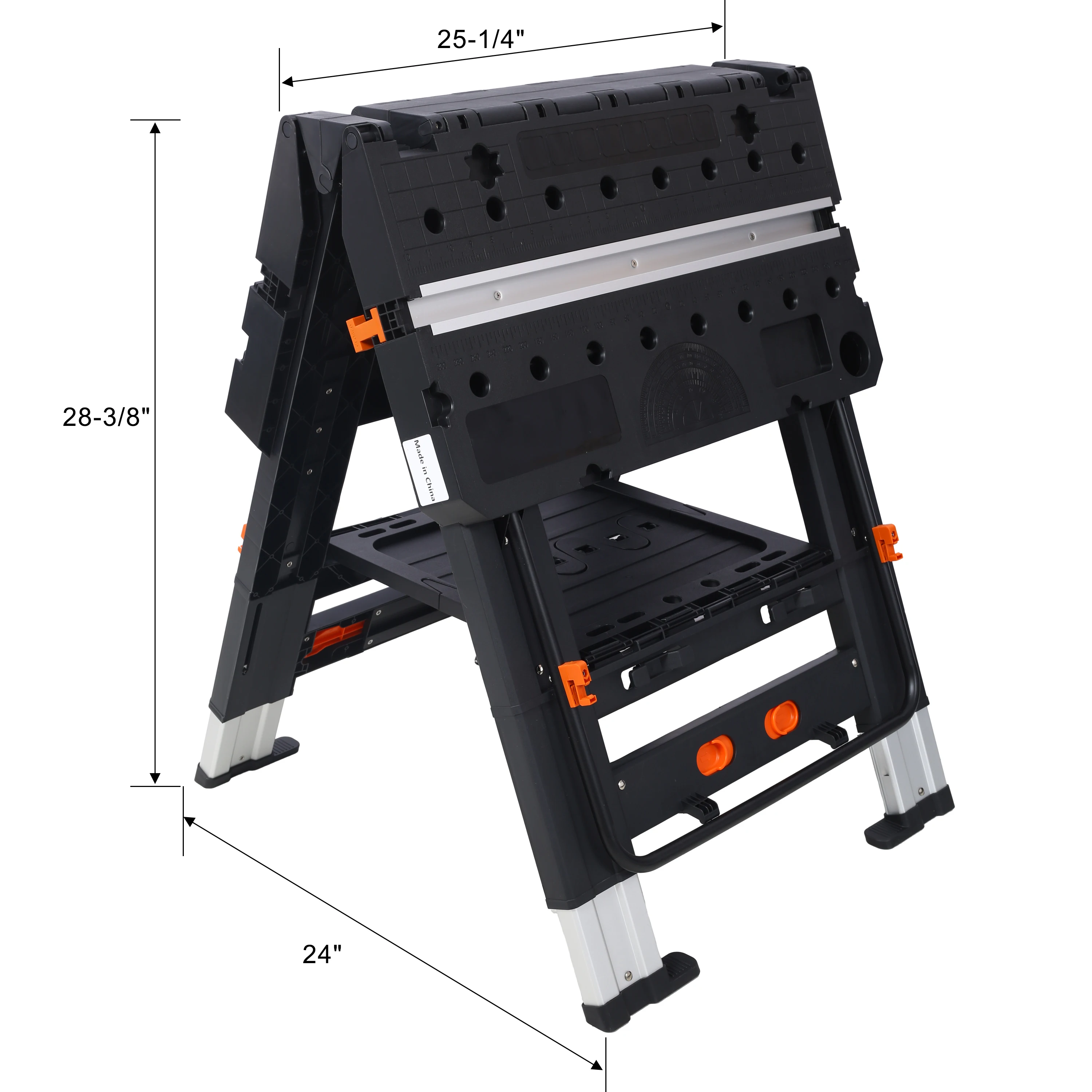 Portable Folding Work Table, 2-in-1 as Sawhorse & Workbench, Large Load Capacity with 2pcs Clamps