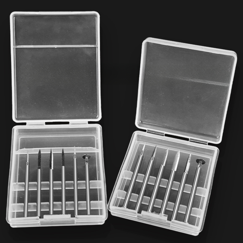 Conjunto de faca de escultura em aço de tungstênio, 6 peças, formato de espada, haste 2.35/3.0mm, azeitona, âmbar, fresa, fresa de madeira