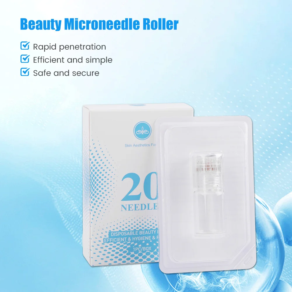 Dicas Hydra Derma Gold Titanium, Microneedle Derma Stamp, Anti Envelhecimento Micro Agulha Reutilizável, Pele Rosto, Terapia de Cuidados com a Pele, 20 Pinos