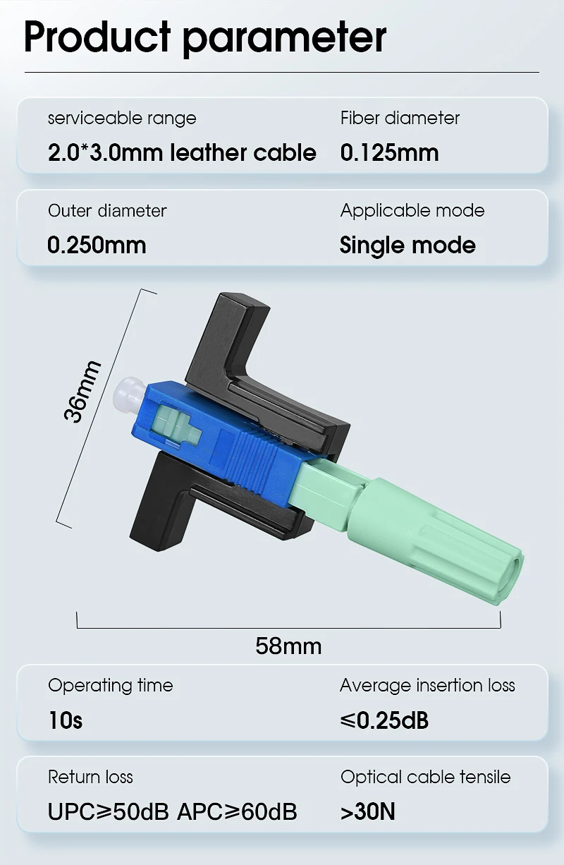 High-quality Optical Fiber Quick Connector Single Mode SCUPC/SCAPC Leather Fiber Optic Cable Cold Splicing Fast Connector Tools