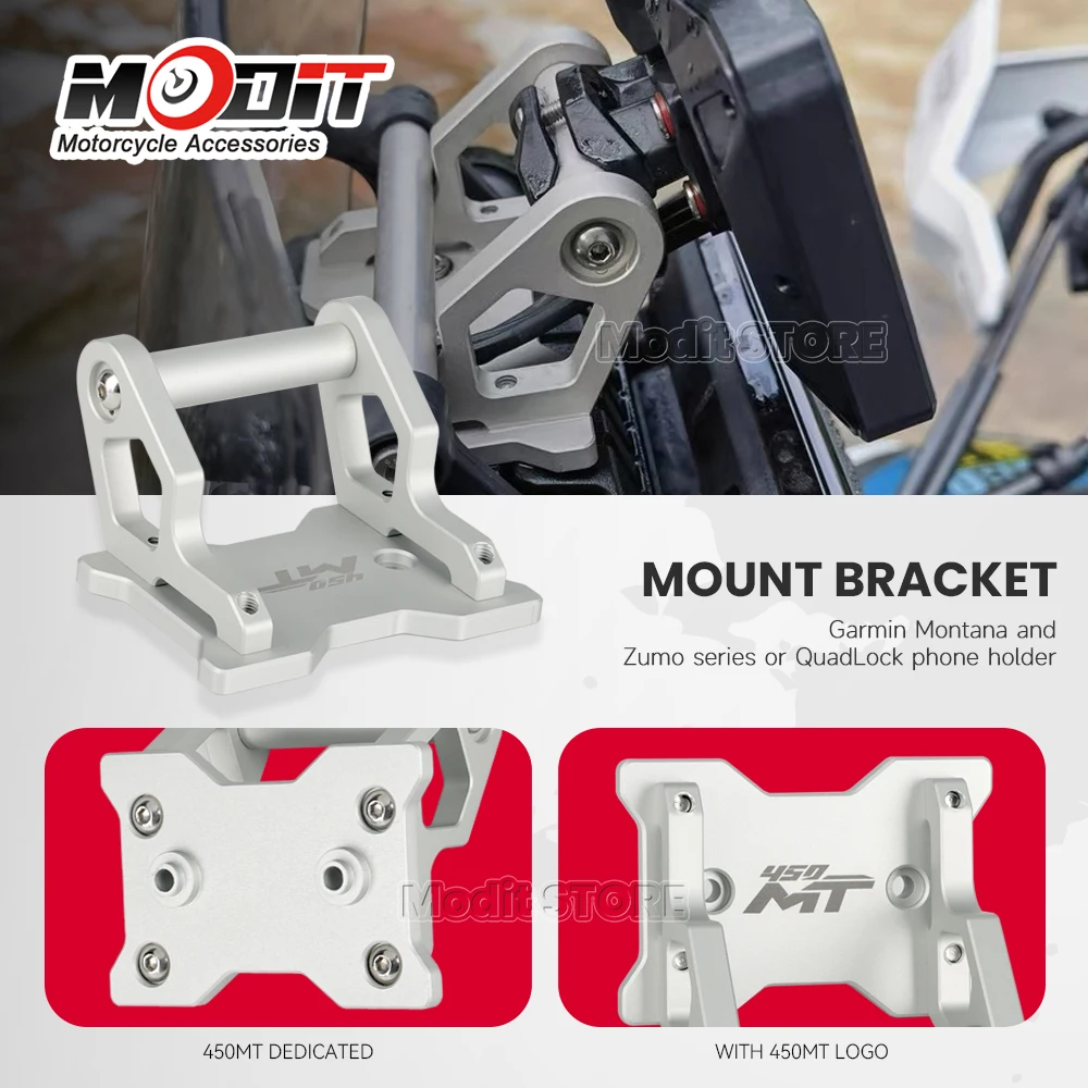 Para CFMOTO 450MT 450 MT 2024-motocicleta CNC aluminio GPS soporte de teléfono soporte de navegación nuevo soporte de extensión negro 12mm/22mm