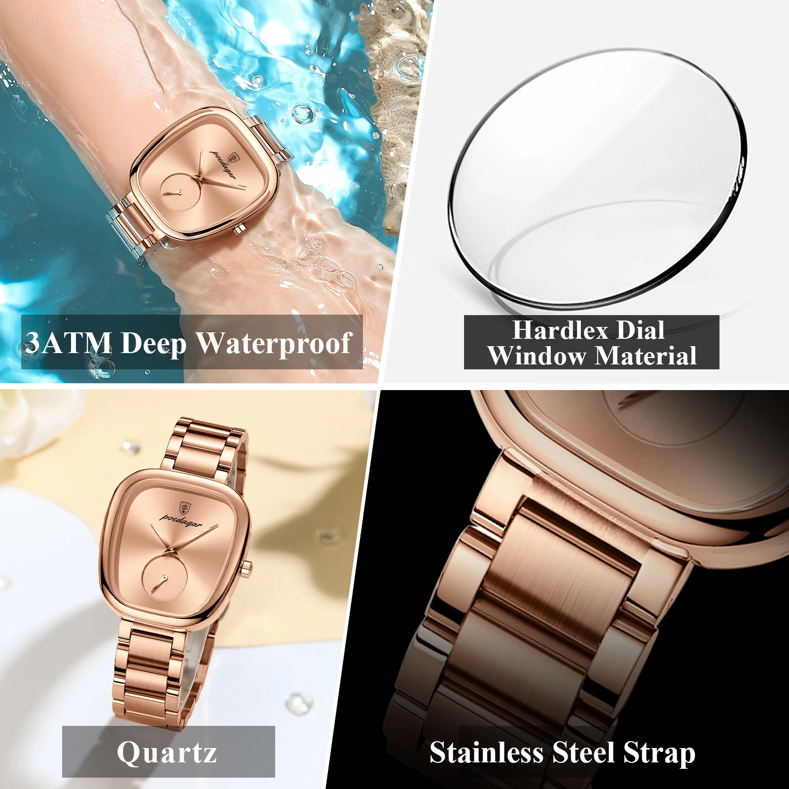 Reloj POEDAGAR de lujo para mujer, reloj resistente al agua de acero inoxidable para mujer, relojes de cuarzo a la moda para mujer, reloj elegante y sencillo para mujer