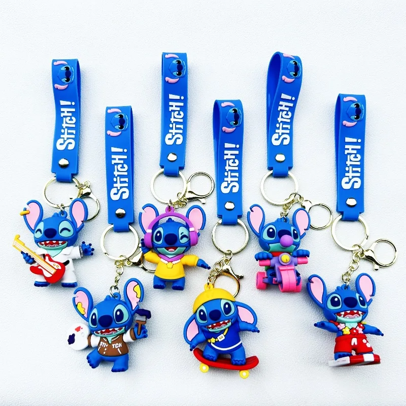 ขายส่งใหม่อะนิเมะ Disney พวงกุญแจ Mickey Mouse Minnie Lilo & Stitch การ์ตูนพวงกุญแจ Key CHAIN จี้รถของเล่นเด็กของขวัญ