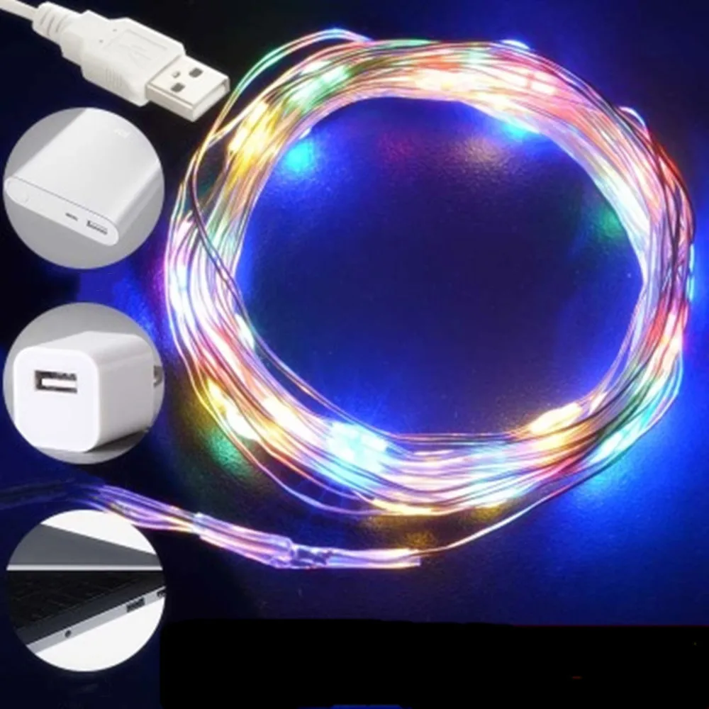 USB LEDカーテンライトガーランド,1m,5m,10m,100ダイオード,銅線,結婚式,フェスティバル,クリスマスギフト,防水