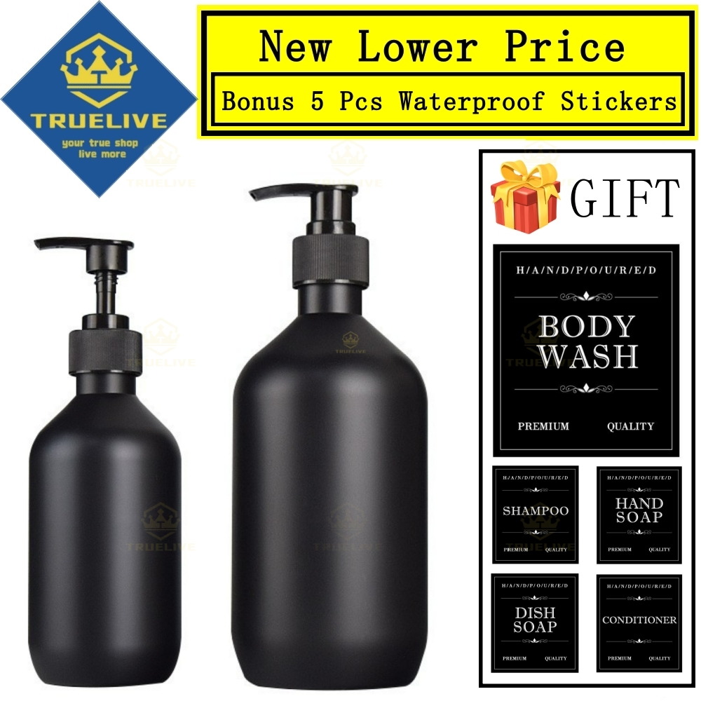 Дозатор для мыла, 5/3/1 шт., матовый черный, 300/500 мл, бутылка для мыла, дозатор для жидкого мыла с пластиковым насосом, дозатор с этикетками