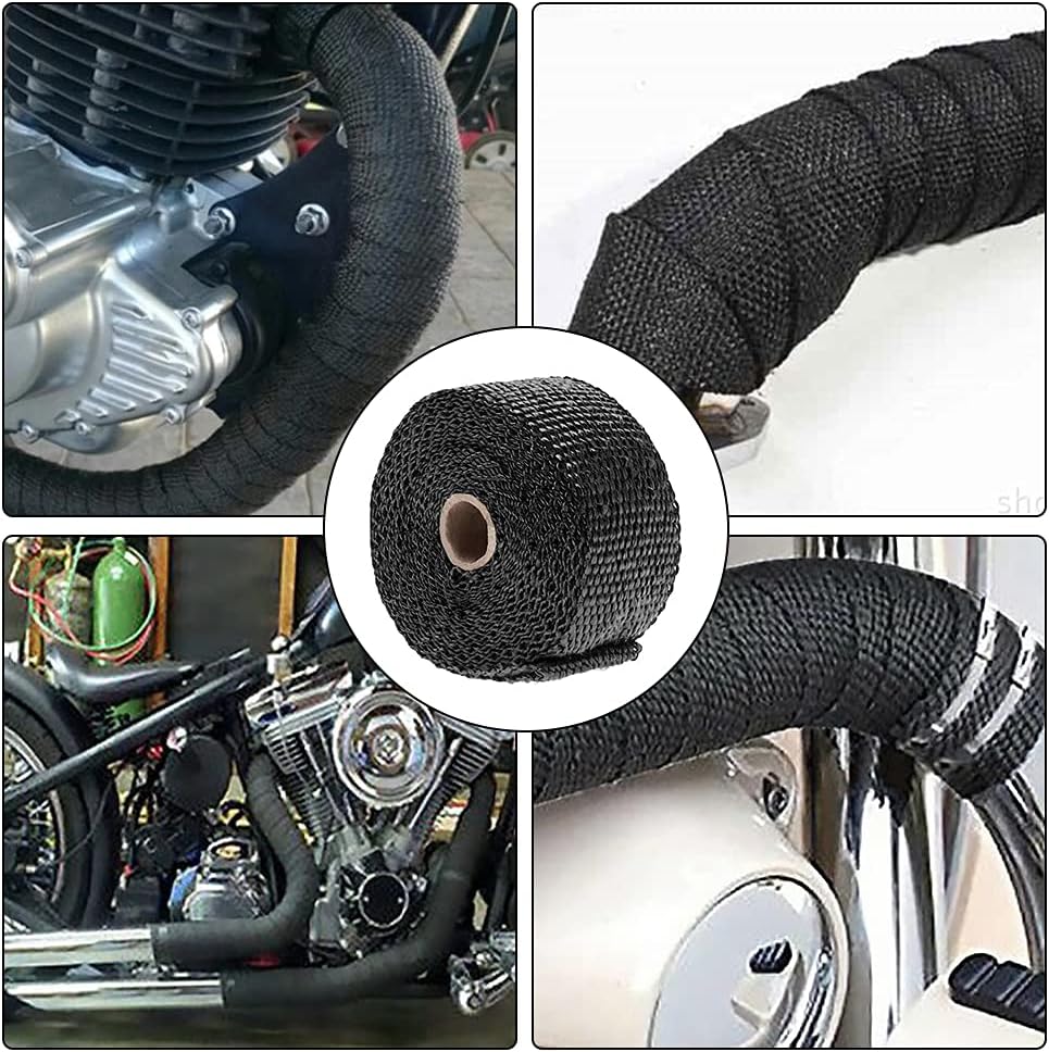 5 cm/5 M Motorrad Auspuff Wrap Schalldämpfer Thermische Band Hitzeschild Isolierung Systeme Mit Edelstahl Krawatten Motorrad Zubehör