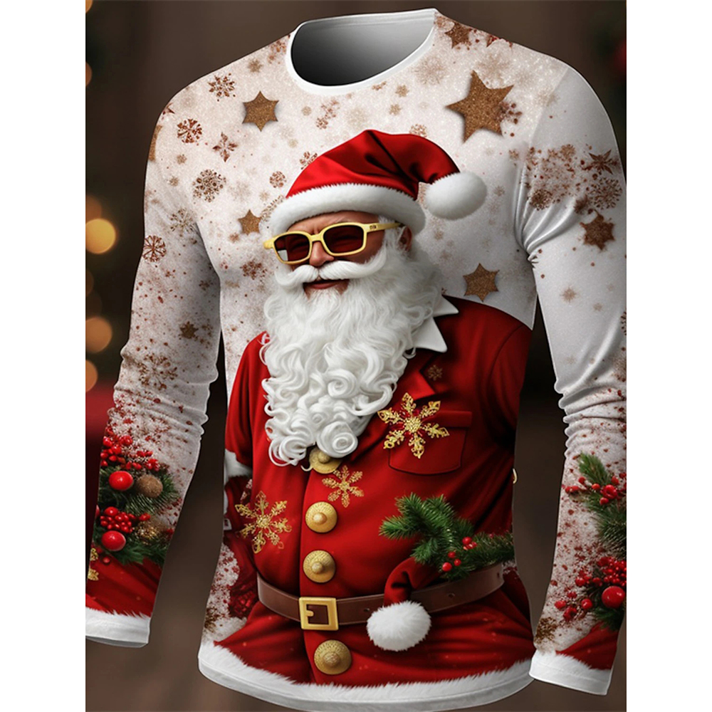 Camiseta informal con estampado 3D para hombre, camisa de manga larga con cuello redondo de estampado de perro mascota, color marrón, ropa de otoño, novedad de 2023